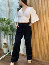 Pantalón Palazzo Miley en Lino con Broderie