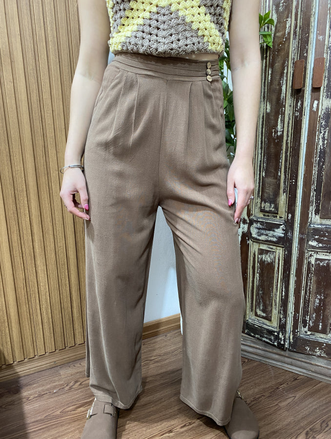 Pantalón Palazzo Winni en Lino con Tajos