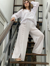 Pantalón Palazzo Betty en Broderie Bordado