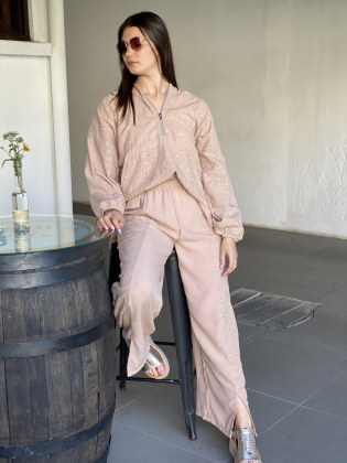 Pantalón Palazzo Betty en Broderie Bordado