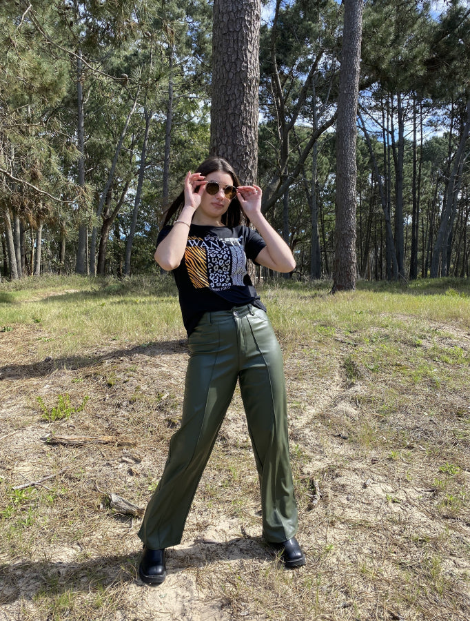 Pantalón Wide Leg Erika en Ecocuero
