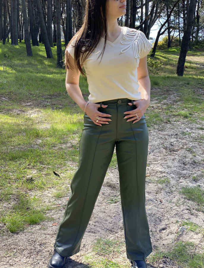 Pantalón Wide Leg Erika en Ecocuero