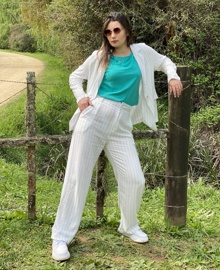 Pantalón Recto Bela Rayado