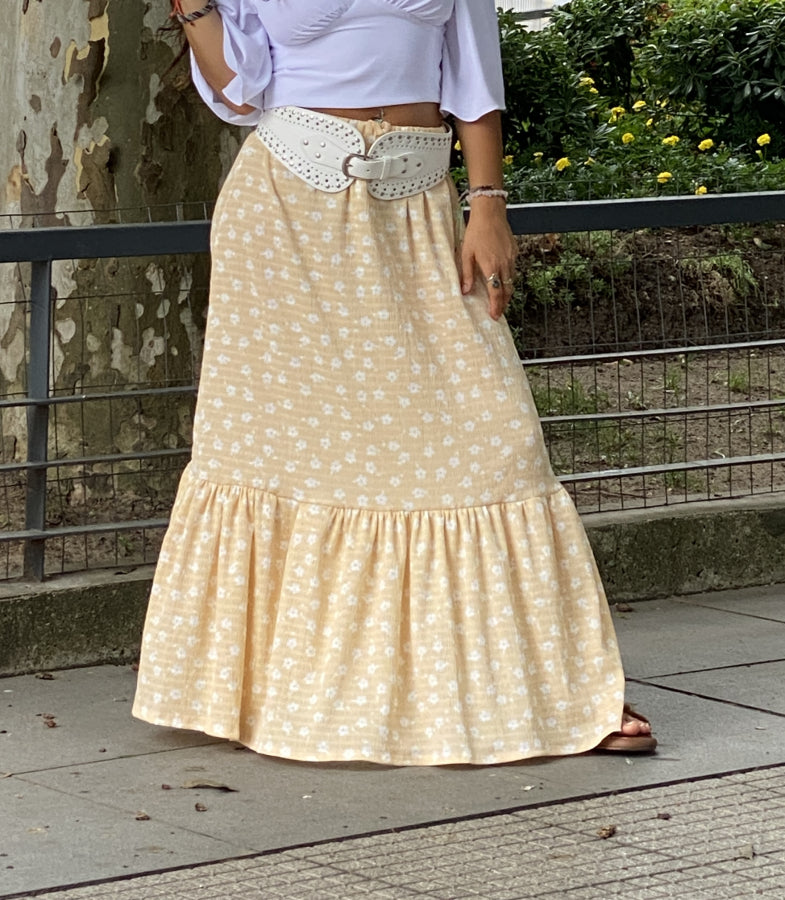 Pollera Margarita en Lino Etéreo Vainilla