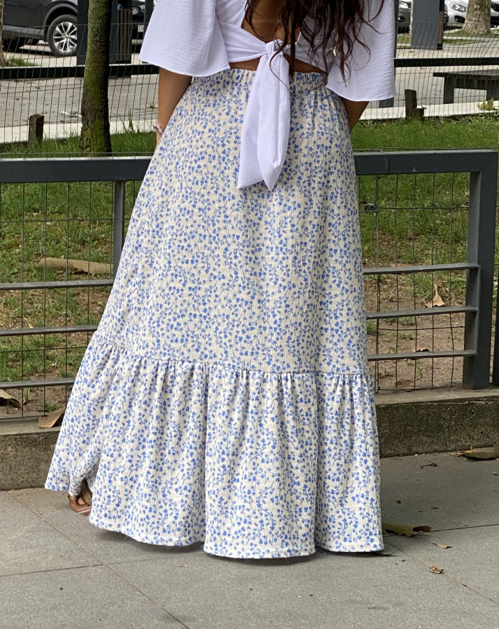 Pollera Minerva en Lino Azul Infinito