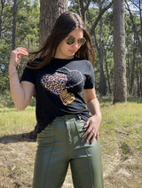 Remera Algmith en Algodón con Estampado de Corazón Animal Print