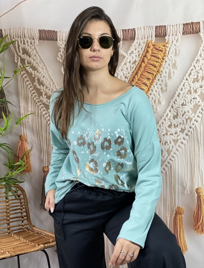 Remera Elba en Algodón con Estampado Gráfico Urbano