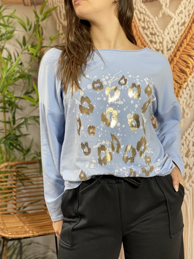 Remera Elba en Algodón con Estampado Gráfico Urbano