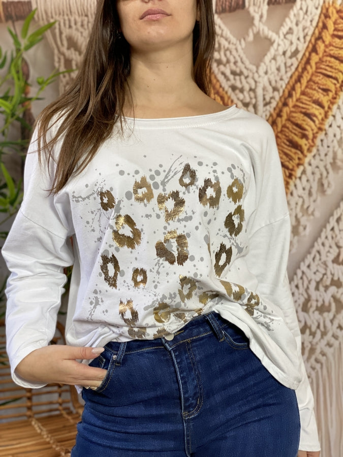 Remera Elba en Algodón con Estampado Gráfico Urbano