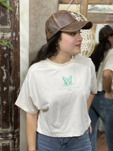 Remera Crop Irina en Algodón con Estampado Butterfly Salvation
