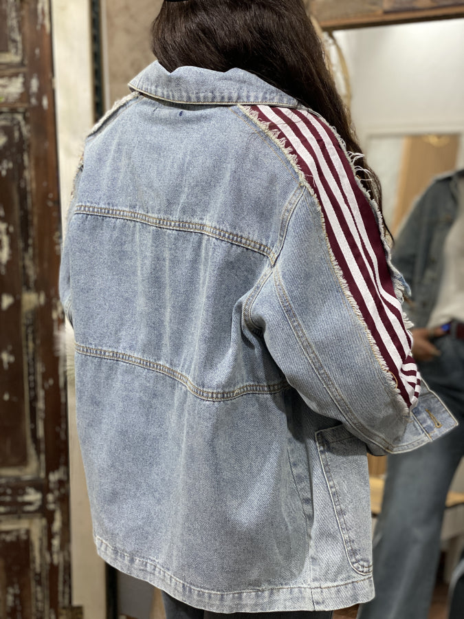Sobrecamisa Denim Belen con Franjas Varsity