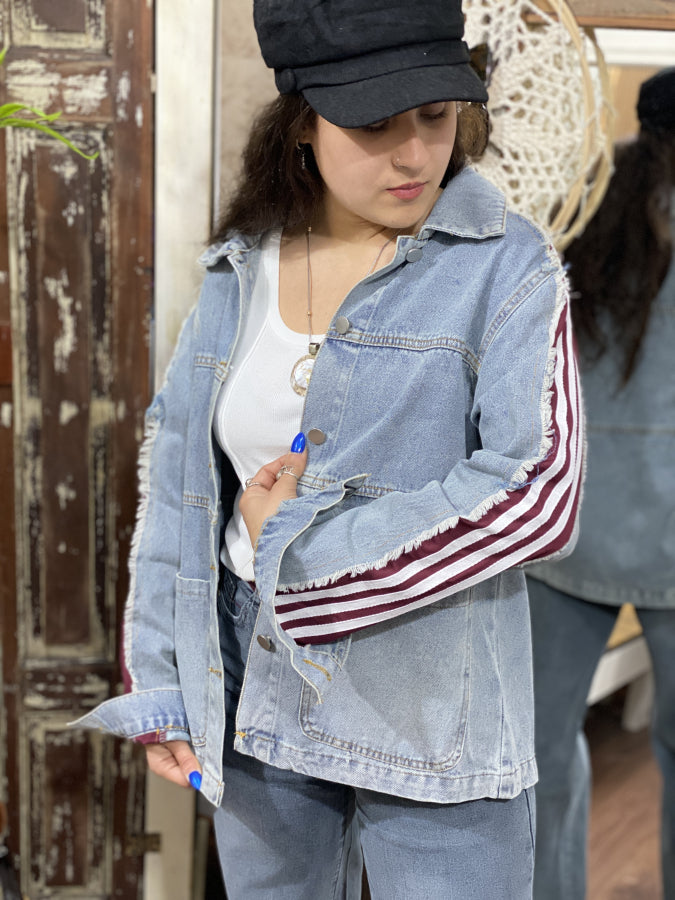 Sobrecamisa Denim Belen con Franjas Varsity