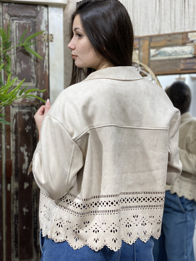 Sobrecamisa Evangelina en Suede Calado