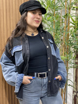 Sobrecamisa Denim Kimberly Bicolor Oversize Negro y Azul