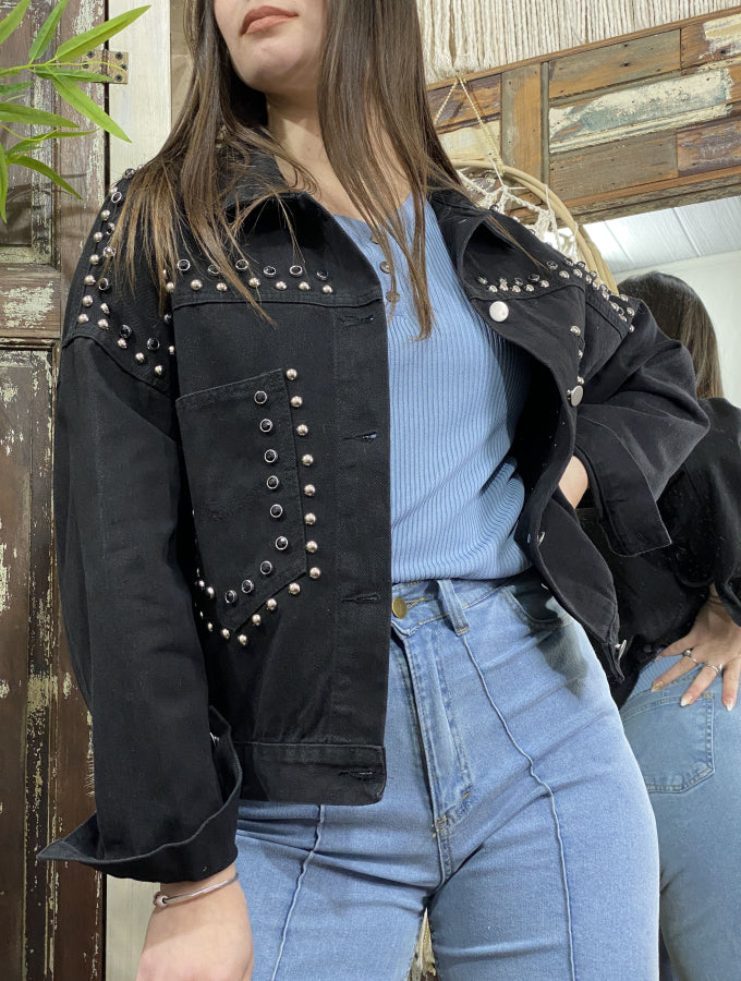 Sobrecamisa Denim Narcissa con Tachas y Pedrería