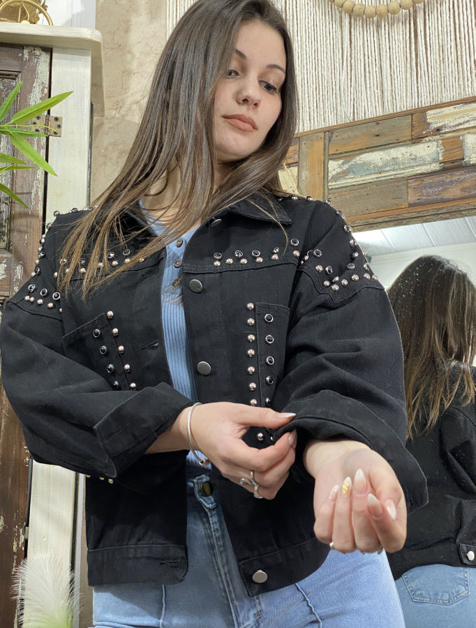 Sobrecamisa Denim Narcissa con Tachas y Pedrería