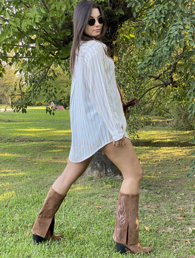 Tejana Aurora en Cuero y Bordado