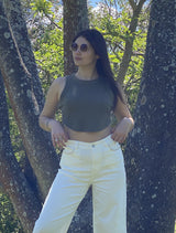 Top Cropped Ester en Tejido Waffle Suave