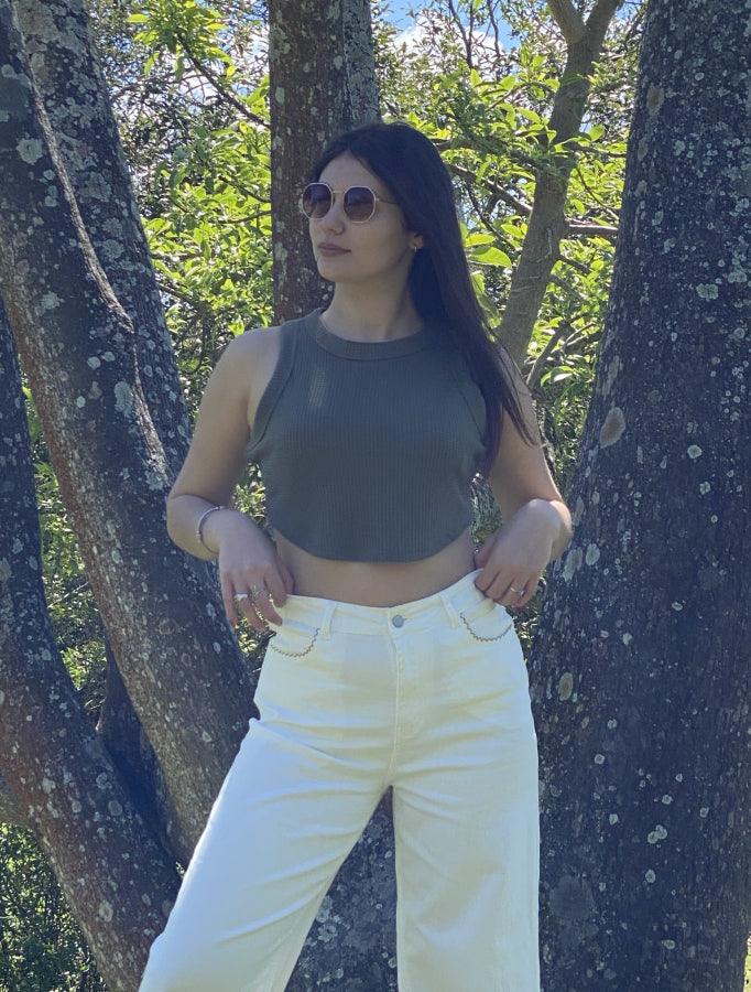 Top Cropped Ester en Tejido Waffle Suave