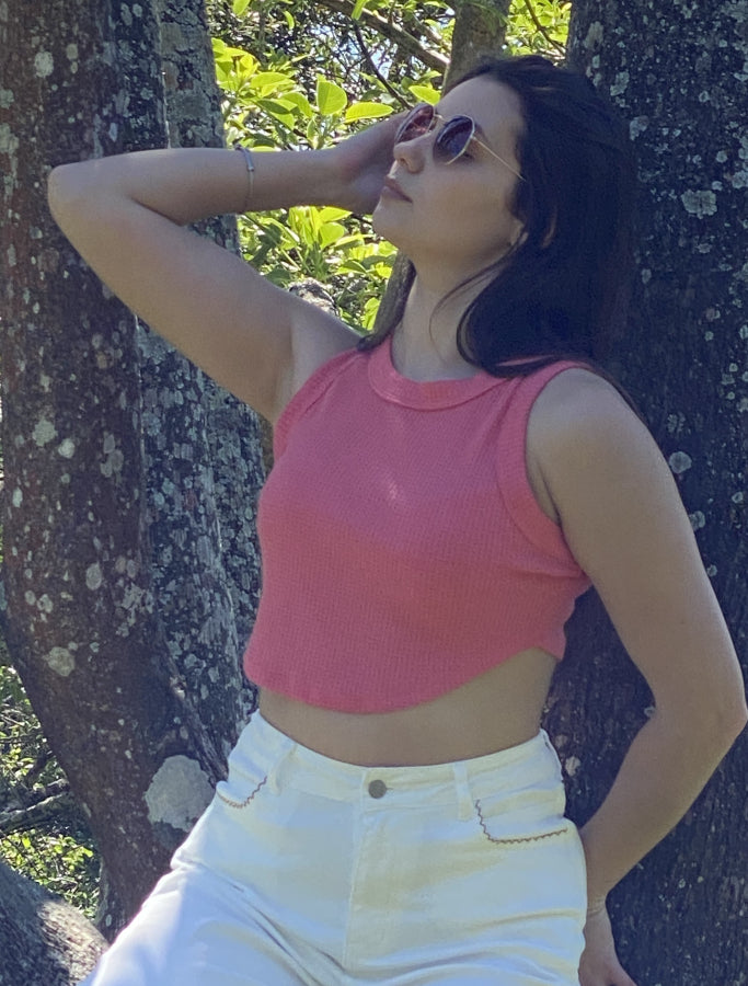 Top Cropped Ester en Tejido Waffle Suave
