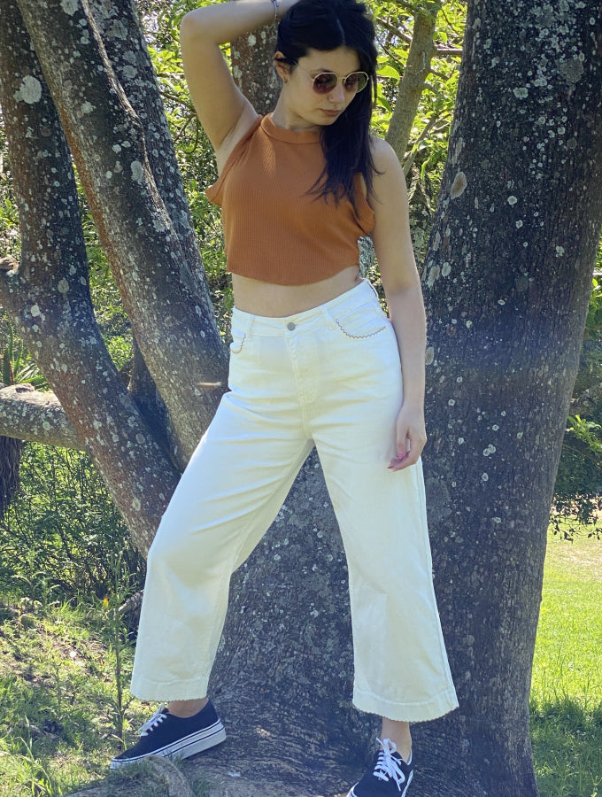 Top Cropped Ester en Tejido Waffle Suave