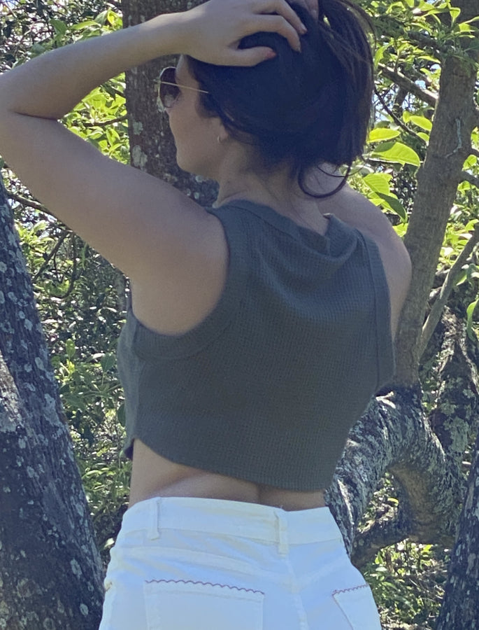 Top Cropped Ester en Tejido Waffle Suave