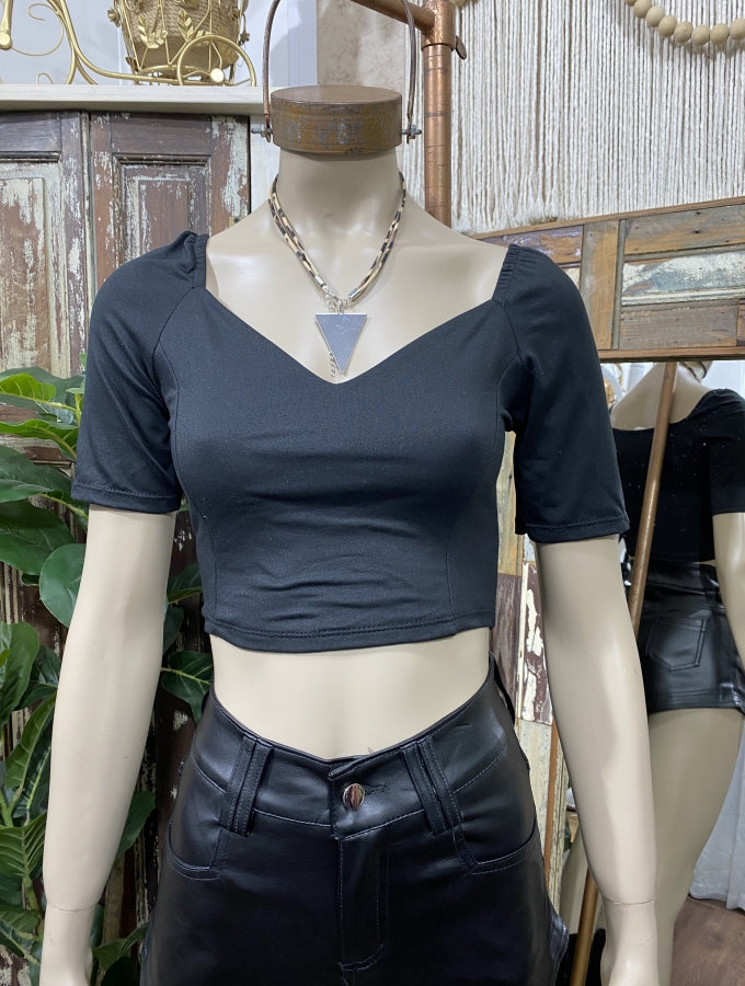 Top Maite Gamuzado con Mangas Princesa