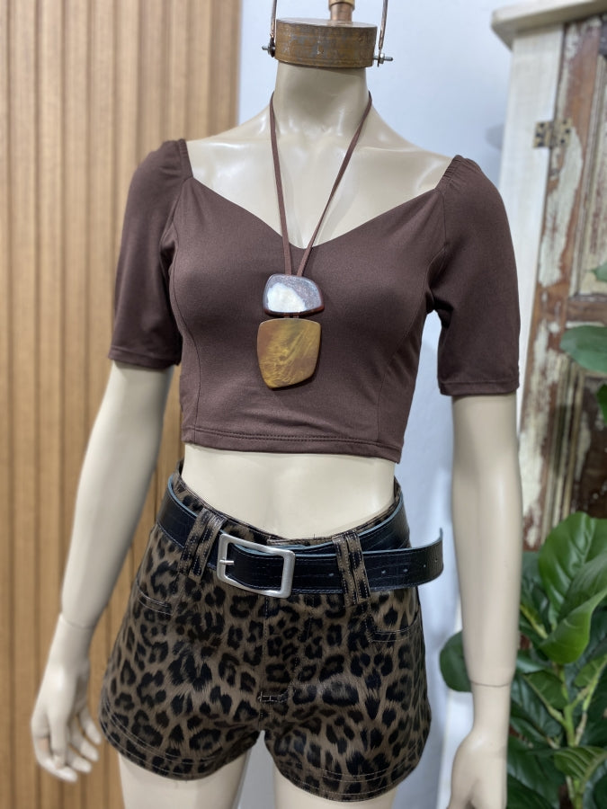 Top Maite Gamuzado con Mangas Princesa