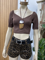 Top Maite Gamuzado con Mangas Princesa