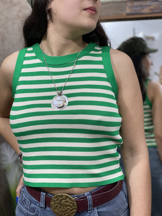 Top Nicoletta en Punto Fino con Diseño Navy