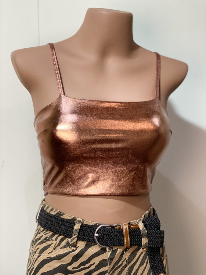 Top Tuli en Microfibra Metalizada Bronce