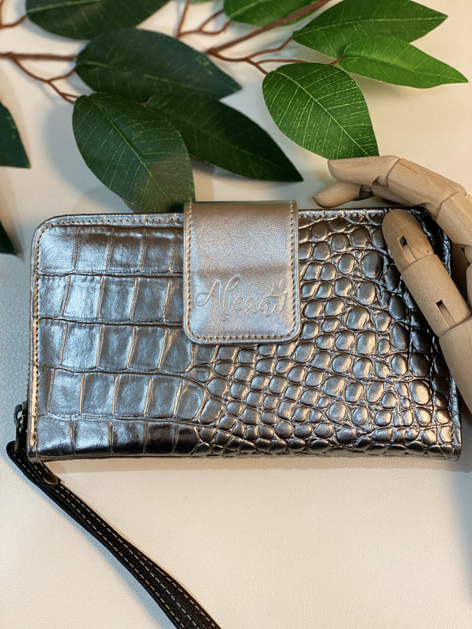 Billetera Alexa California Croco Metalizado