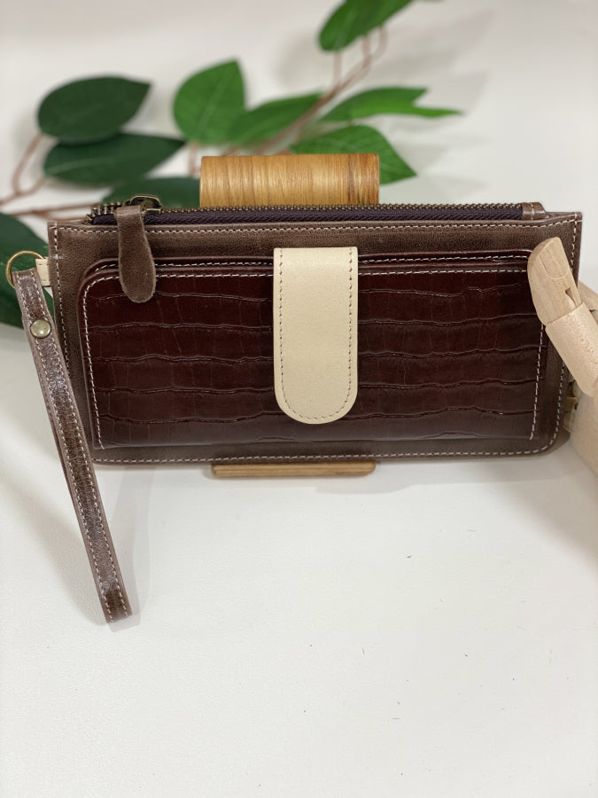 Billetera Alexa Carlotta de Cuero Genuino Marrón Oscuro