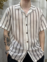 Camisa Ali Manga Corta Calada de Rayas Verticales