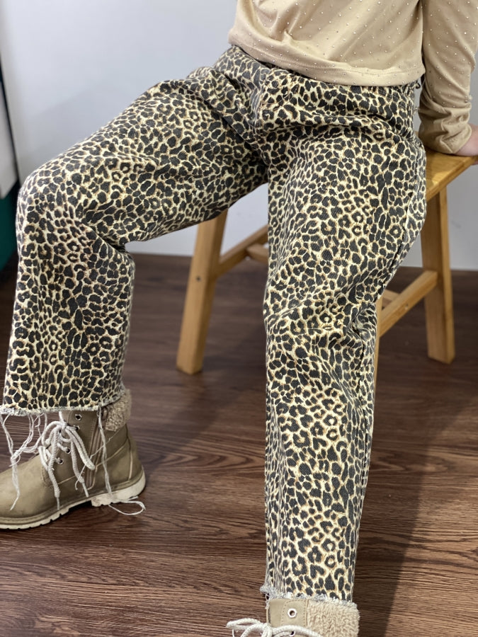 Pantalón Wide Leg Jana Animal Print en Denim para Niña